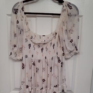 Free People Cream Floral Blouse